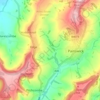 Haines Green topographic map, elevation, terrain