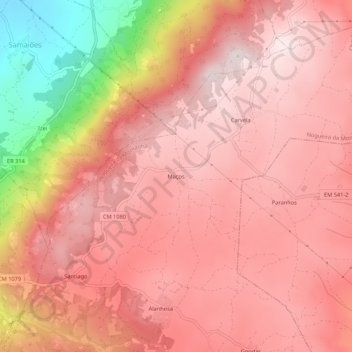 Maços topographic map, elevation, terrain