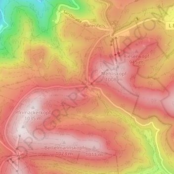 Hundseck topographic map, elevation, terrain