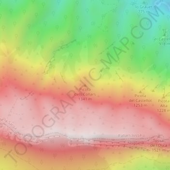 Picota dels Collars topographic map, elevation, terrain