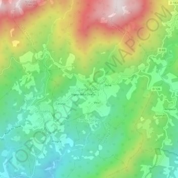 Santa-Maria topographic map, elevation, terrain