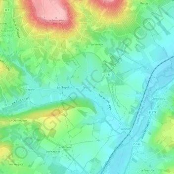Nyon topographic map, elevation, terrain