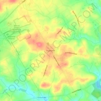Sugartown topographic map, elevation, terrain