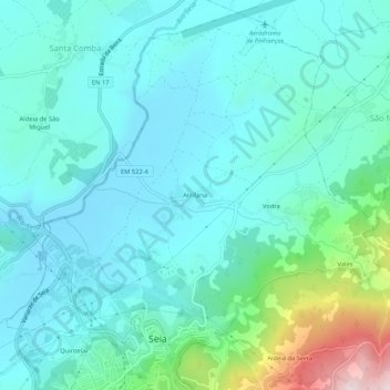 Arrifana topographic map, elevation, terrain