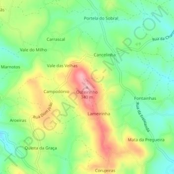 Outeirinho topographic map, elevation, terrain