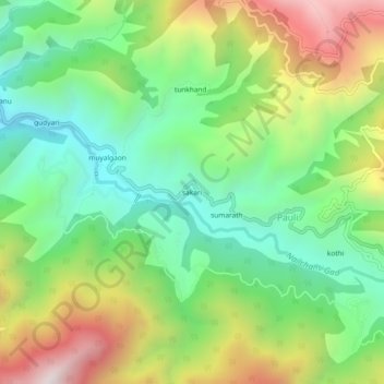 sakari topographic map, elevation, terrain
