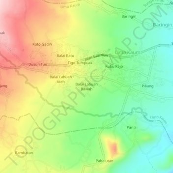 Balai Labuah Bawah topographic map, elevation, terrain