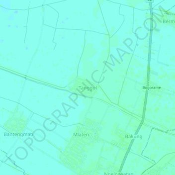 Tanggul topographic map, elevation, terrain