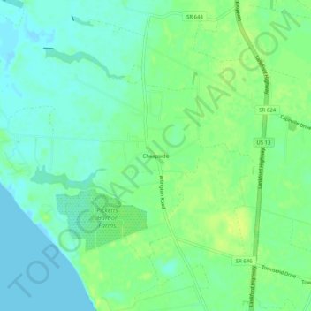 Cheapside topographic map, elevation, terrain