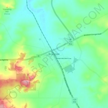 Brookton topographic map, elevation, terrain