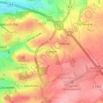 Laasen topographic map, elevation, terrain