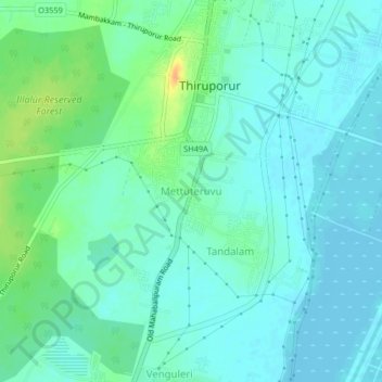Mettuteruvu topographic map, elevation, terrain