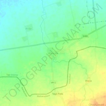 Khorda topographic map, elevation, terrain