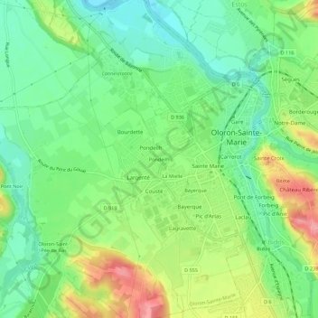 Pondeilh topographic map, elevation, terrain