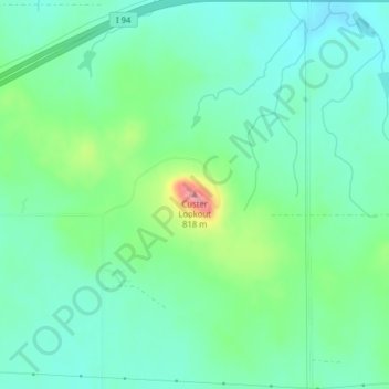 Custer Lookout topographic map, elevation, terrain