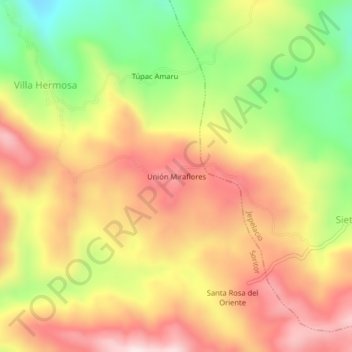 Unión Miraflores topographic map, elevation, terrain