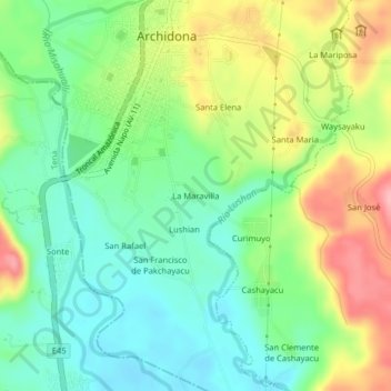 La Maravilla topographic map, elevation, terrain