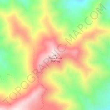China Peak topographic map, elevation, terrain