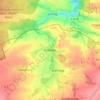 Großaga topographic map, elevation, terrain