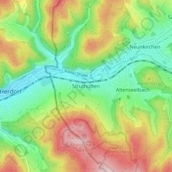 Struthütten topographic map, elevation, terrain