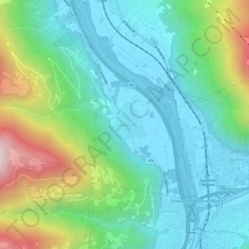 Gnosca topographic map, elevation, terrain