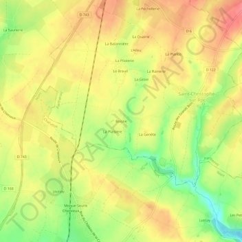 Boisne topographic map, elevation, terrain