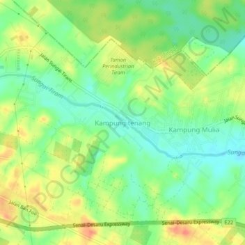 Kampung tenang topographic map, elevation, terrain