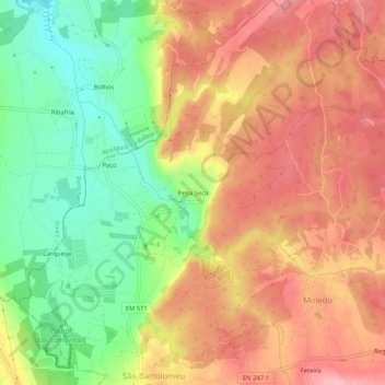 Pena Seca topographic map, elevation, terrain