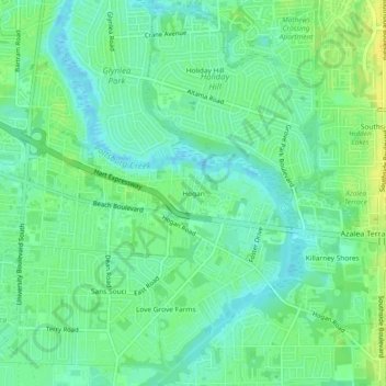 Hogan topographic map, elevation, terrain