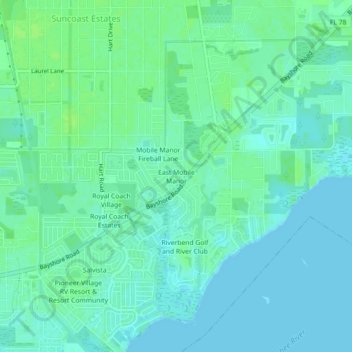 East Mobile Manor topographic map, elevation, terrain