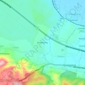 Rowokiyong topographic map, elevation, terrain