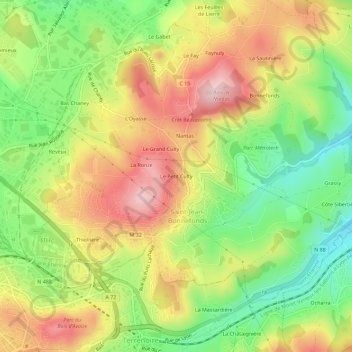 Le Petit Culty topographic map, elevation, terrain