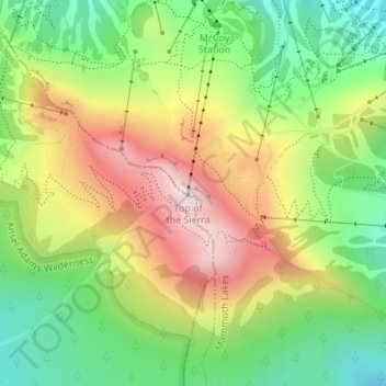 Mammoth Mountain topographic map, elevation, terrain