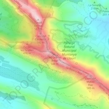 Llaurí topographic map, elevation, terrain