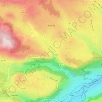 Farges topographic map, elevation, terrain