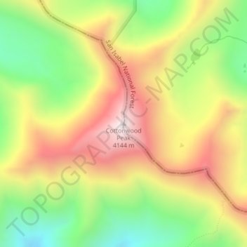 Cottonwood Peak topographic map, elevation, terrain