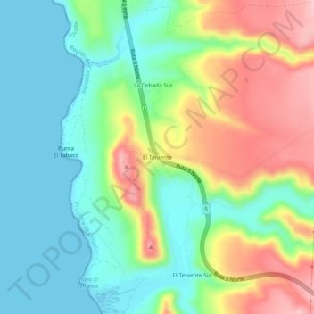El Teniente topographic map, elevation, terrain