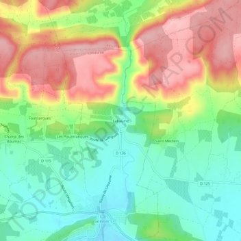 Labaume topographic map, elevation, terrain