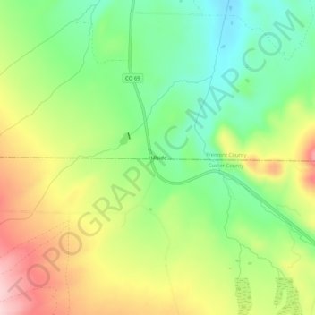 Hillside topographic map, elevation, terrain
