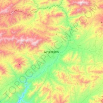 Sangi masha topographic map, elevation, terrain