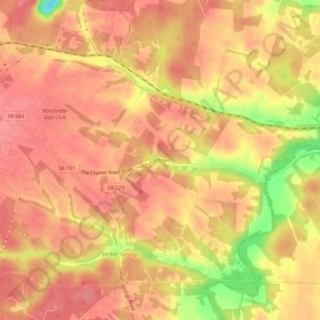 Leetown topographic map, elevation, terrain