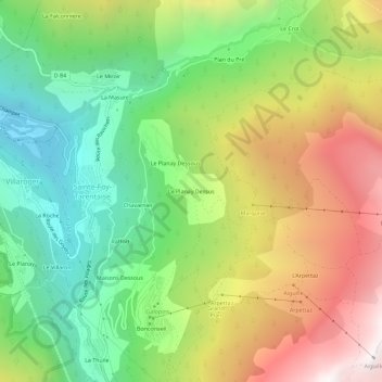 Le Planay Dessus topographic map, elevation, terrain