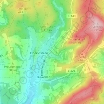Kostenbach topographic map, elevation, terrain