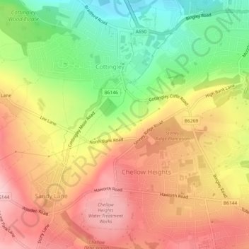 Shipley High Moor topographic map, elevation, terrain
