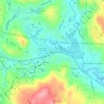 Saundersville topographic map, elevation, terrain