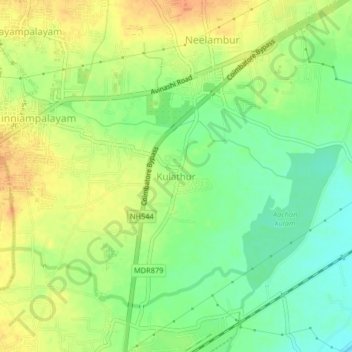 Kulathur topographic map, elevation, terrain
