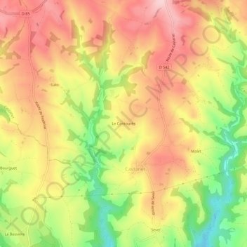 Le Contourès topographic map, elevation, terrain