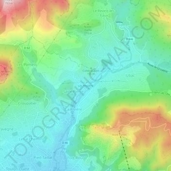 Les Moulins topographic map, elevation, terrain