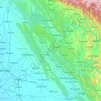 Una topographic map, elevation, terrain