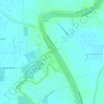 Clarksburg topographic map, elevation, terrain